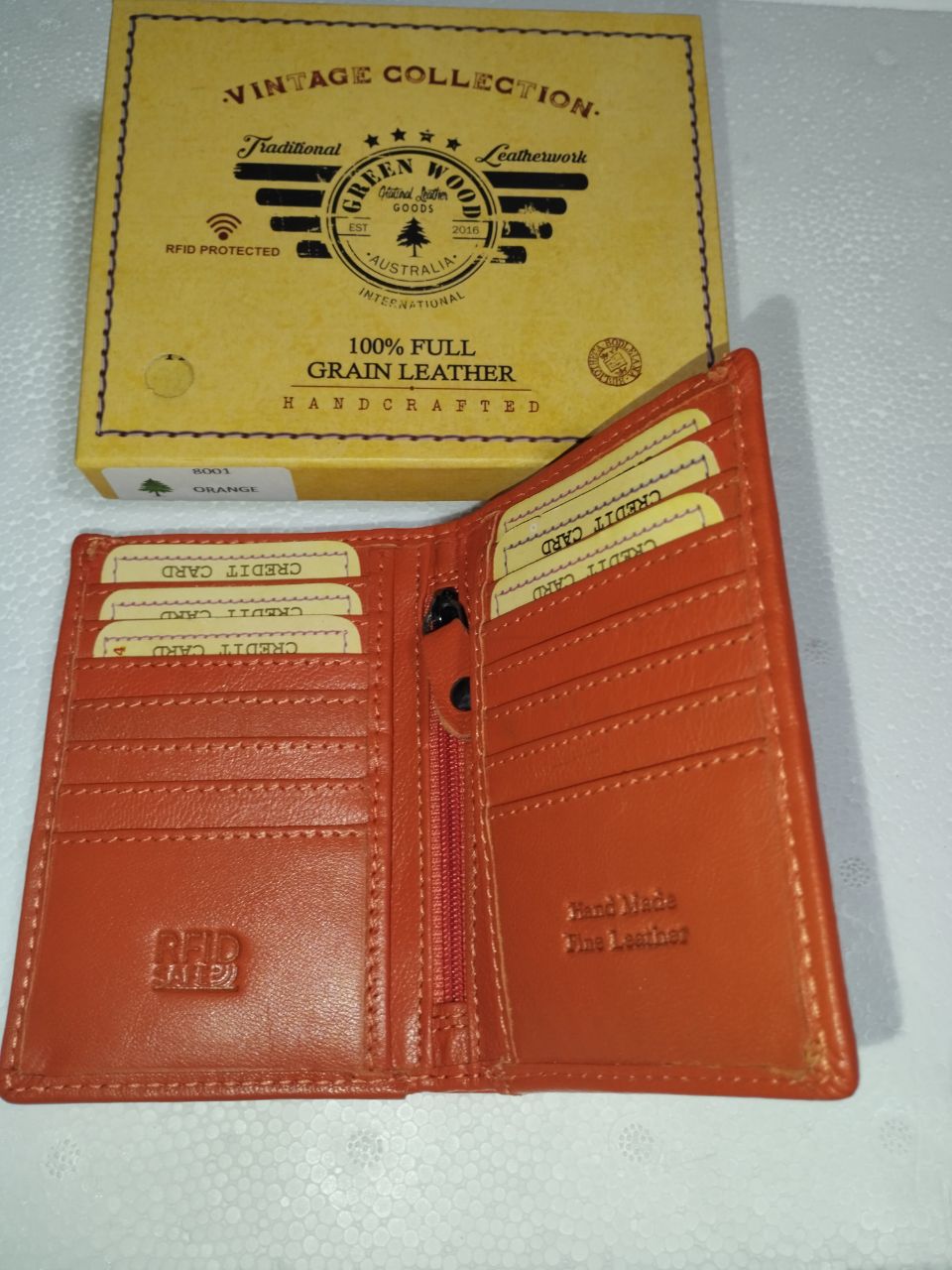Greenwood Leather Mens Wallet Tan/Orange
