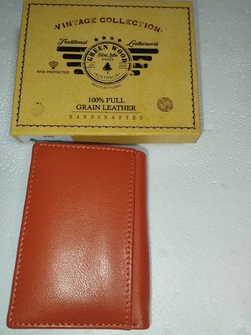 Greenwood Leather Mens Wallet Tan/Orange